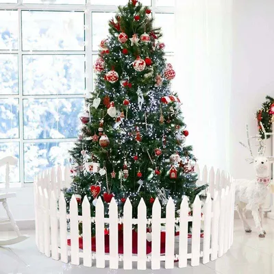 Produktbild von 28 Stück weiße Kunststoffzäune, Weihnachtsbaumzäune, Mini-Zaundekoration für Haus, Garten, Weihnachten, Hochzeitsfeier, 11,8 Zoll