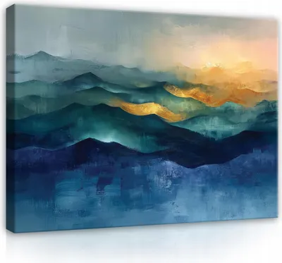 Produktbild von Leinwandbilder Wandbild Abstrakt Gold Blau 60x40 cm XXL Modern Leinwand Bilder Leinwandbild Wohnzimmer Schlafzimmer Wanddeko