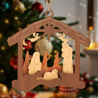 Holz-Krippenornament, Weihnachtsbaumschmuck, religiös, 1 Stück