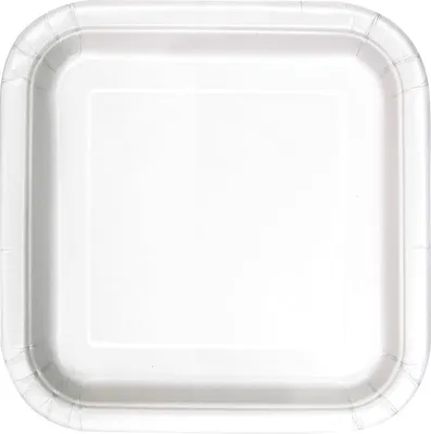 Produktbild von 14 Pappteller quadratisch Weiß 23 cm - Einheitsgröße