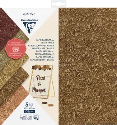 Produktbild von Clairefontaine 5x Handge Papier 5Bl 30,5x30,5 170g - 95738C