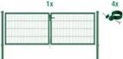 Produktbild von Alberts Einfahrtstor für Einstabmattenzaun zum Einbetonieren - Pfostenstärke Ø 6 cm Breite: 300 cm , Höhe: 75 cm grün