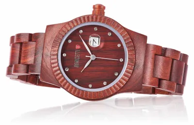 Produktbild von Bonizetti Damenuhr 3,7cm TAFELBERG Bambus-Armbanduhr Strasssteinchen Kastanienbraun Holzuhr, Holzarmband
