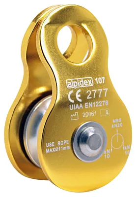 Produktbild von ALPIDEX Seilrolle Umlenkrolle 20 kN - Mobile Pulley Flaschenzug - für Seile bis 11 mm Durchmesser - EN12278, Farbe: Yellow