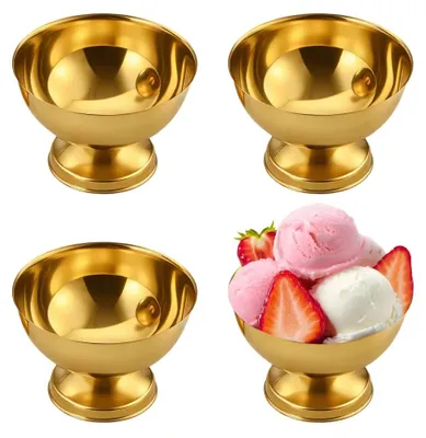 4er-Set Edelstahl-Eisschalen, spiegelpoliert, 150 ml, Dessertschalen