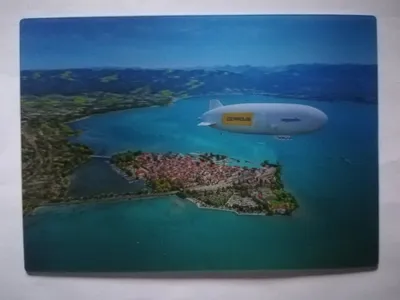 Produktbild von 3 D Ansichtskarte Zeppelin über Lindau, Postkarte Wackelkarte Hologrammkarte, Bodensee