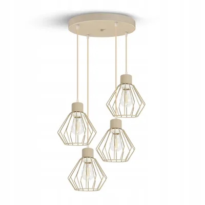 Produktbild von Luxolar - Led Pendelleuchte 4-flammig aus Metal Draht im Edison-Stil E27 60 W - Deckenlampe wohnzimmer, Beige Metal