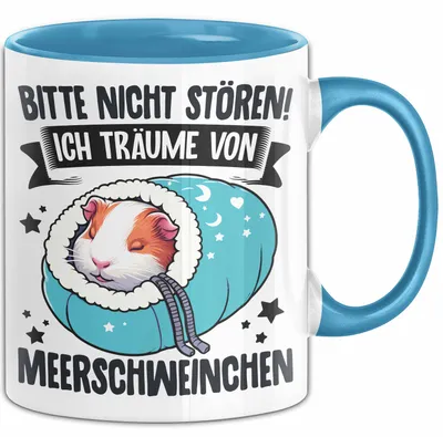 Produktbild von Meerschweinchen-Besitzer Tasse Geschenk Lustiger Spruch Ich Träume Von Meerschweinchen (Blau)