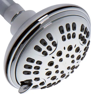 Produktbild von Duschkopf der Luxus-Spa-Serie, 6 Strahleinstellungen, 4,5 Zoll verstellbarer Hochdruck-Duschkopf für hartes Wasser, 360-Grad-Neigungs-Massageduschsystem – Duschkopf aus poliertem Chrom