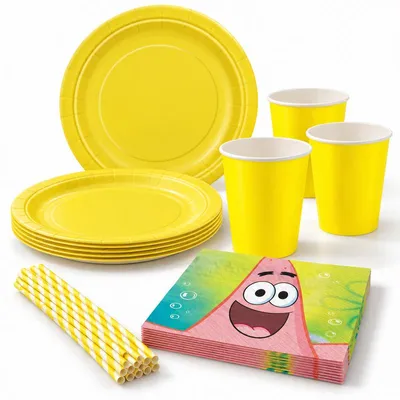 Produktbild von Partyset Spongebob Geburtstagsdeko Kindergeburtstag Party Set Dekoration Deko Geburtstag