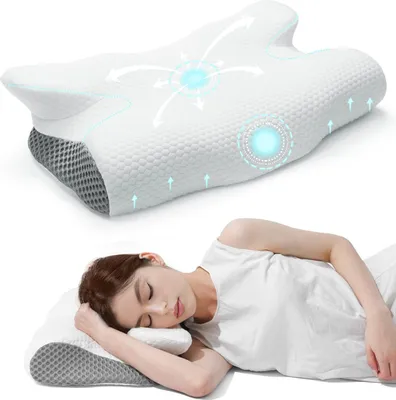 Produktbild von OKWISH Orthopädisches Kissen , Nackenstützkissen , Seitenschläferkissen , Memory Foam Kopfkissen, 61x38cm
