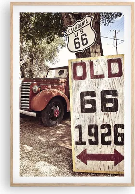 Produktbild von Gerahmtes Poster - Rahmen in heller Eiche - Straße alt 66 USA - 61x91,5 cm - Wand Bild - Wanddeko - Wandbilder - Wandposter - Bilderrahmen - Bilder - Kunstdruck - Wandbild - P2NPA61x91-3562