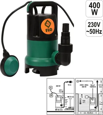 Produktbild von Schmutzwasserpumpe Schmutzwasser Abwasser Tauchpumpe Klarwasser Brunnenpumpe , Leistung:400W 10000 l/h