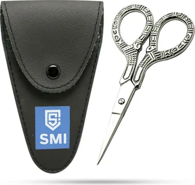 Produktbild von SMI - Stickschere Vintage Präzision - Kleine Schere Nähschere Handarbeitsschere Fadenschere -Edelstahl Schere Für DIY Kunstandwerk mit Etui