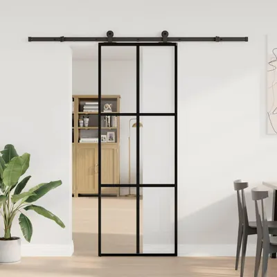 Obrázok produktu pre vidaXL Posuvné dvere s kovaním 76x205 cm ESG sklo a hliník