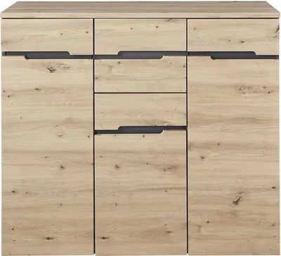 Produktbild von Kommode - 120 x 107 cm - 3 Türen - 2 Schubladen - Artisan Eiche Nachbildung - Graphitfarben