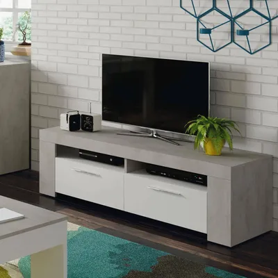 Image de Sparaxis - Meuble TV, 120x42x40h cm Blanc, 3 Étagères