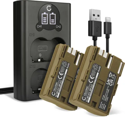 Image de CELLONIC 2x Batterie pour Appareil photo Compatible avec Canon EOS 40D, EOS 5D, PowerShot G5, BP-511 - (1600mAh, 7.4V) + Chargeur Double
