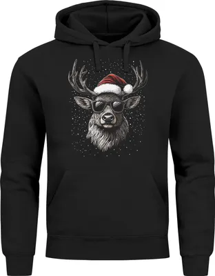 Produktbild von Hoodie Herren Weihnachten Kapuzen-Pullover Rentier Hirsch Weihnachtspullover Männer Moonworks®