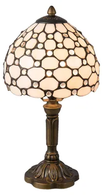 Immagine prodotto di Clayre & Eef Lampada da tavolo Tiffany Ø 20x38 cm Vetro bianco marrone
