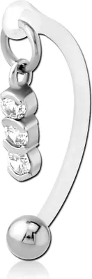 Produktbild von viva-adorno Intimpiercing KVV Christina Bioflex Piercing Banane 3 Kristalle Klar Bauchnabelpiercing Z550_3er
