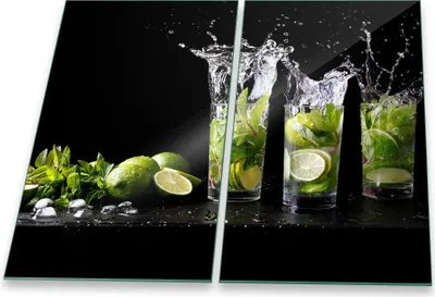 Produktbild von Herdabdeckplatte Abdeckung Glaskeramikkochfeld Abdeckplatte 2-Teilig 60x52 Lemon Grün Glas