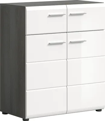 Produktbild von Schuhkommode >Salsa< in Rauchsilber / Weiß Hochglanz - 80x90x37cm (BxHxT)