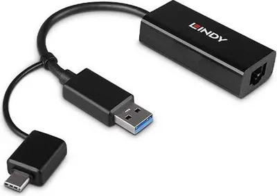 Produktbild von Lindy 43412, Kabelgebunden, USB, Ethernet, 5000 Mbit/s, Schwarz