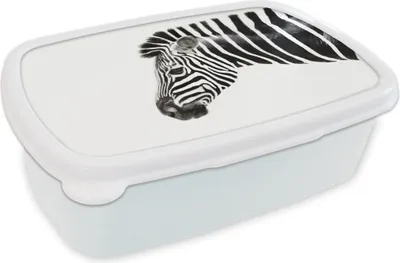 Produktbild von KitchenYeah® Lunchbox Brotzeit Brotdose 17x11 cm Zebra - Tiere - Weiß Kinder Brotzeitdose - Lunch Box - Kinder - Sandwich-Box - Schulbox - Lunch Boxen