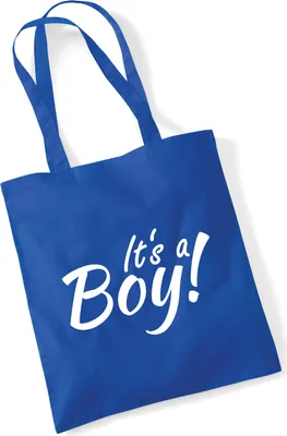 Produktbild von Huuraa Jutebeutel It`s a Boy! Schriftzug 10 Liter Bright Royal Baumwolle Tasche Geschenkidee