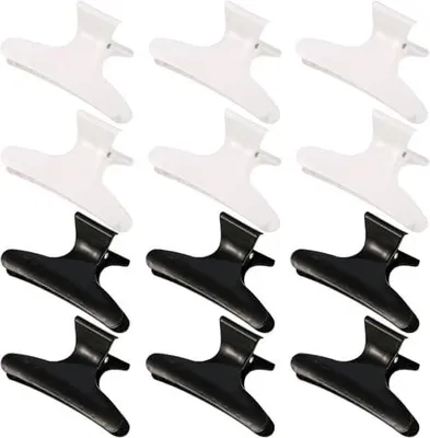 Produktbild von 12 Schmetterlings-Friseurklammern für Haare in Schwarz und Weiß