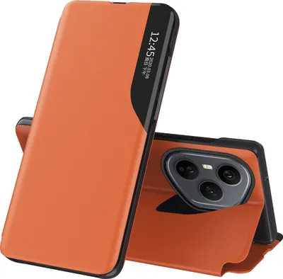Produktbild von Hülle für Honor 400 Pro, Smart View Fenster Flip Stand Cover Kunstleder Schutzhülle Orange