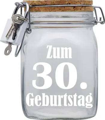 Produktbild von Spardose Geld Geschenk Ideen 30. Geburtstag Transparent Größe L 1 Liter
