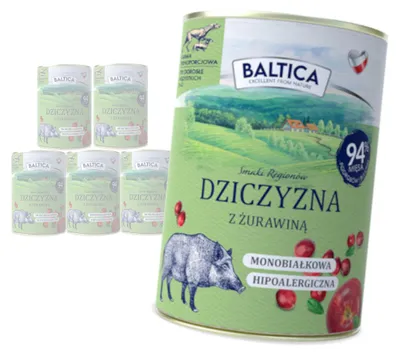 Zdjęcie produktu dla Baltica Dziczyzna z Żurawiną 6x400g Monoproteinowa Hipoalergiczna Bezzbożowa Mokra Karma Dla Psa