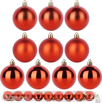Zdjęcie produktu dla Bombki choinkowe nietłukące czerwone 6 cm 9 szt.