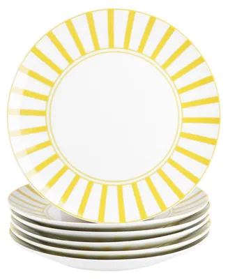 Immagine prodotto di set di 6 piatti da torta divisi a righe gialle in porcellana 6 persone piatto da colazione a righe