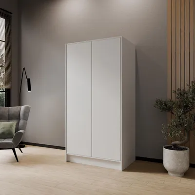 Image de Armoire à portes battantes GAVA 100 cm Armoire moderne avec portes lisses, blanc
