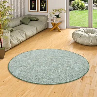 Produktbild von Schlingen Teppich Memory Grün Meliert Rund, Größe:160 cm Rund