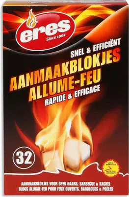 Image de Eres Cubes d'allumage pour cheminée et barbecue - 32 pièces