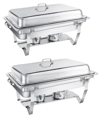 Buffetset Chafing Dish Edelstahl 2er-Set 9L rechteckig silber