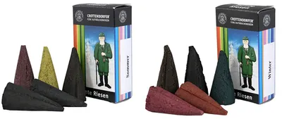 Produktbild von Crottendorfer Räucherkerzen 2er Set - Sommer / Winter - jeweils 5 Stück in der Größe XL - Brenndauer ca. 15-30 min