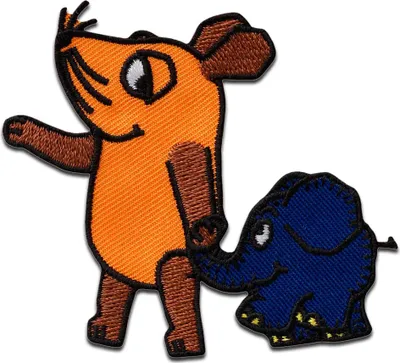 Obrázok produktu pre Mono-Quick The Mouse Mouse and Elephant - nášivka, nažehľovacia nášivka, nášivky, nášivky, na zažehlenie, veľkosť: 6,5 x 7,1 cm