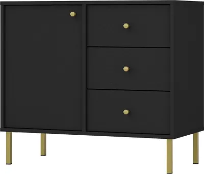 Image de Selsey Oktio - Buffet 1 porte avec 3 tiroirs, noir-graphite, 84 cm