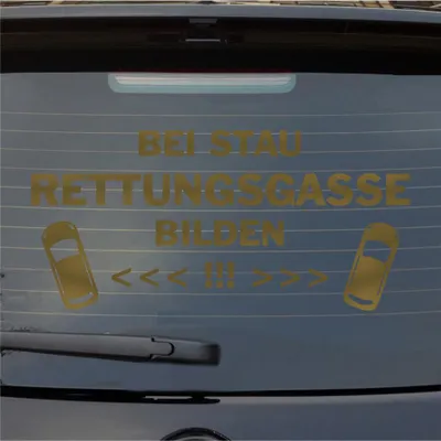 Produktbild von Heckscheibenaufkleber Bei Stau Rettungsgasse bilden 55x26 cm Gold Auto Aufkleber Sticker