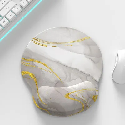 Produktbild von Mauspad-Handgelenkstütze, ergonomisches Gel-Mauspad mit Handgelenkauflage, bequemes Computer-Mauspad für Laptop, schmerzlinderndes Mauspad mit rutschfester PolyurethanBasis (weißer Marmor)