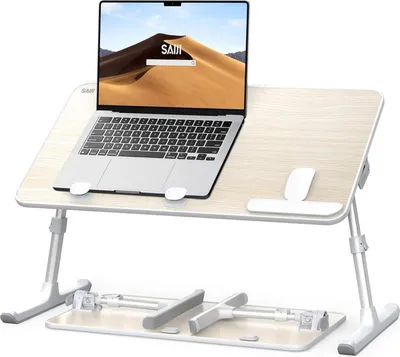 Obrázok produktu pre Stojan na notebook, podnos na raňajky, 5 výšok, 4 uhly, 17'' teakové drevo