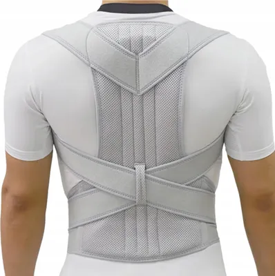 A person wearing a back posture corrector.