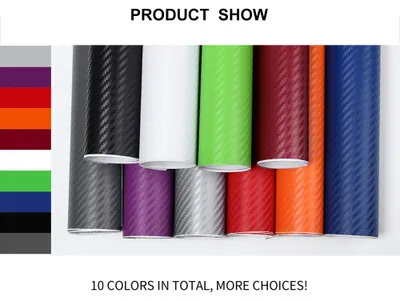 Image de Autocollants imperméables pour voiture - Film vinyle 3D imitation fibre de carbone en rouleau - Décoration automobile à faire soi-même - Papier autocollant pour personnalisation de voiture