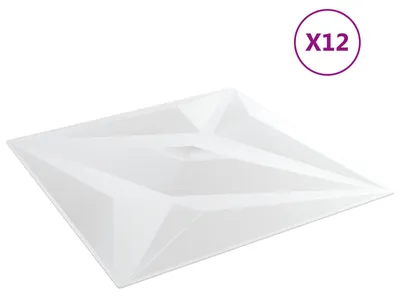 Image de Panneaux muraux VidaXL « Étoile », 12 pièces, blanc, 50 x 50 cm, mousse XPS