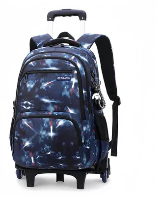 Zdjęcie produktu dla Plecaki szkolne na kółkach dla chłopców, z odpinanym plecakiem, w kolorze ciemnoniebieskim, wzór "Space"